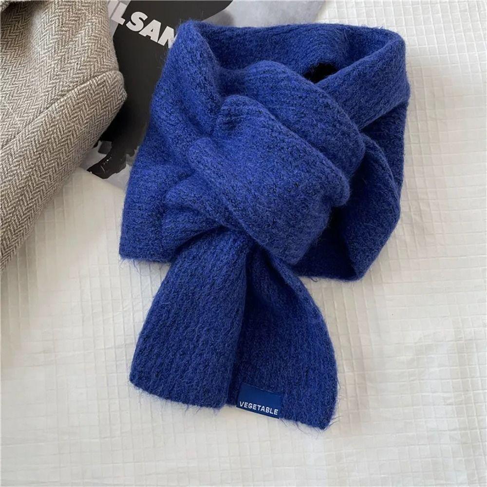 Woolen Knit Scarf Solid Color Short Neckerchief Neck Guard Shawl Neck Warmer Women