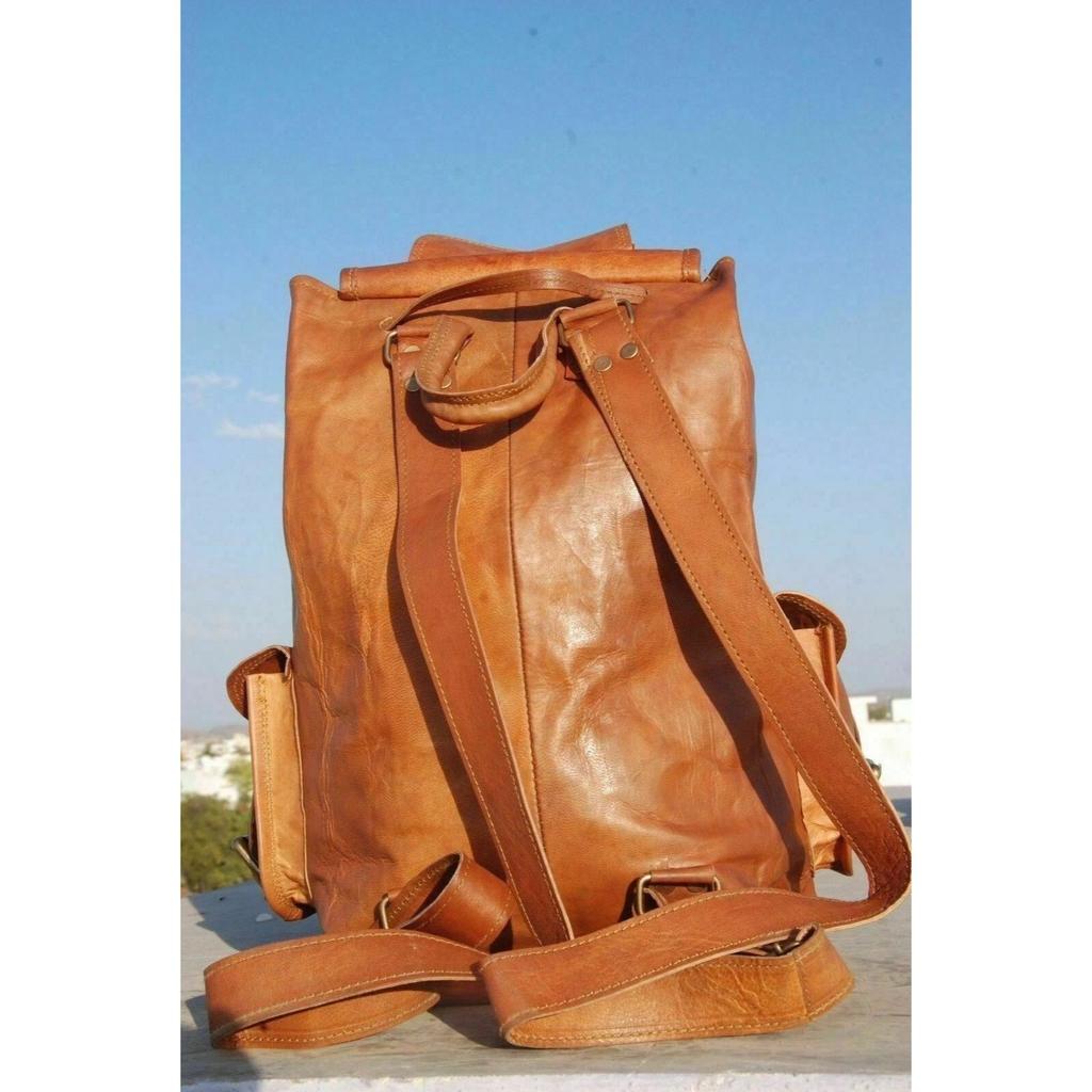 Men's Laptop Brown Travel Vintage Leather Bag Genuine Backpack Rucksack 16'' New