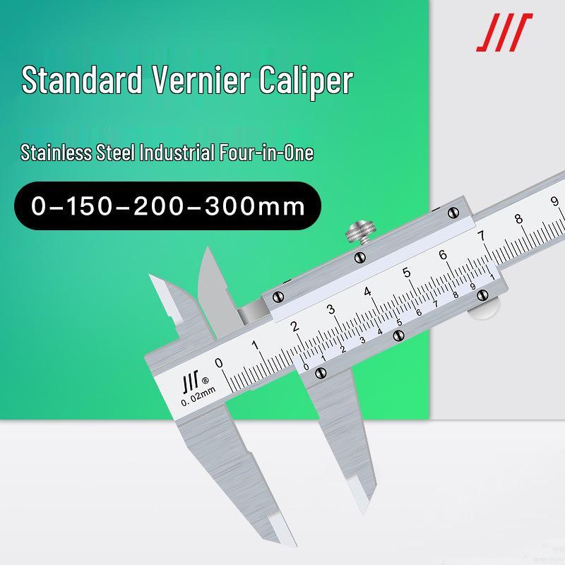 Mechanical Vernier Caliper, Carbon Steel & Stainless Steel, Four-Purpose with Scale, Net Weight Options: 0-150mm, 200mm, 300mm 0-150mm Four-purpose