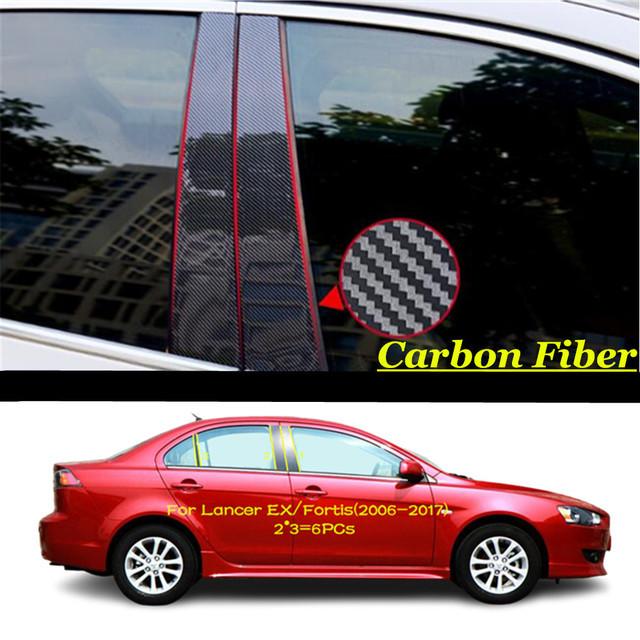 Car TPU/Glossy Mirror Pillar Post Cover For Mitsubishi Lancer Fortis EX 2006 2007 2008-2017 Door Trim Window Stickers 6pcs