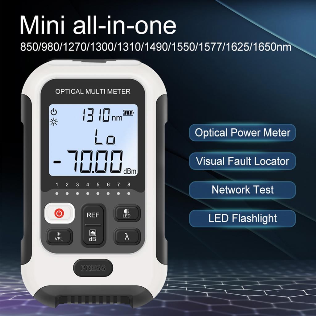 Optical Fiber Power Meter White Multifunctional Fiber Optic Tester for Communication Engineering