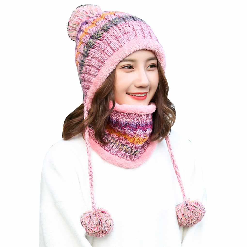 Zimní dámská čepice a nákrčník pro dospělé Venkovní Cyklistika Běh Teplá Kuličková čepice Šála