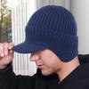 Wintermütze für Herren, gestrickt, Schirmmütze mit Ohrenschützern, winddicht, warm, Ohrenklappen-Mütze, Outdoor-Radsport-Baseballmütze, gestrickte Newsboy-Mütze mit Visier