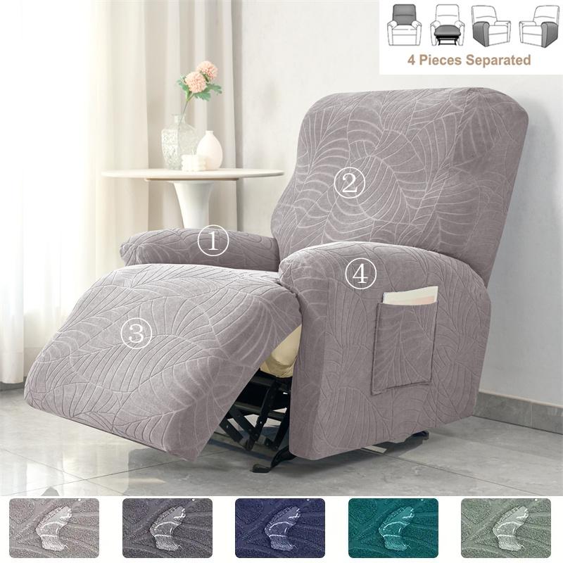 1/2/3 Seater Recliner Sofa Covers Leaves Jacquard Couch Slipcovers Elastic Water Repellent Armchair Covers for Living Room Hotel