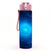 1PC Deep Blue Electric Cosmic Nebula Space Print 750ml Color Plastic Sports Water Bottle Leakproof Flip Straw Lid Suitable for Sports Office Home Use