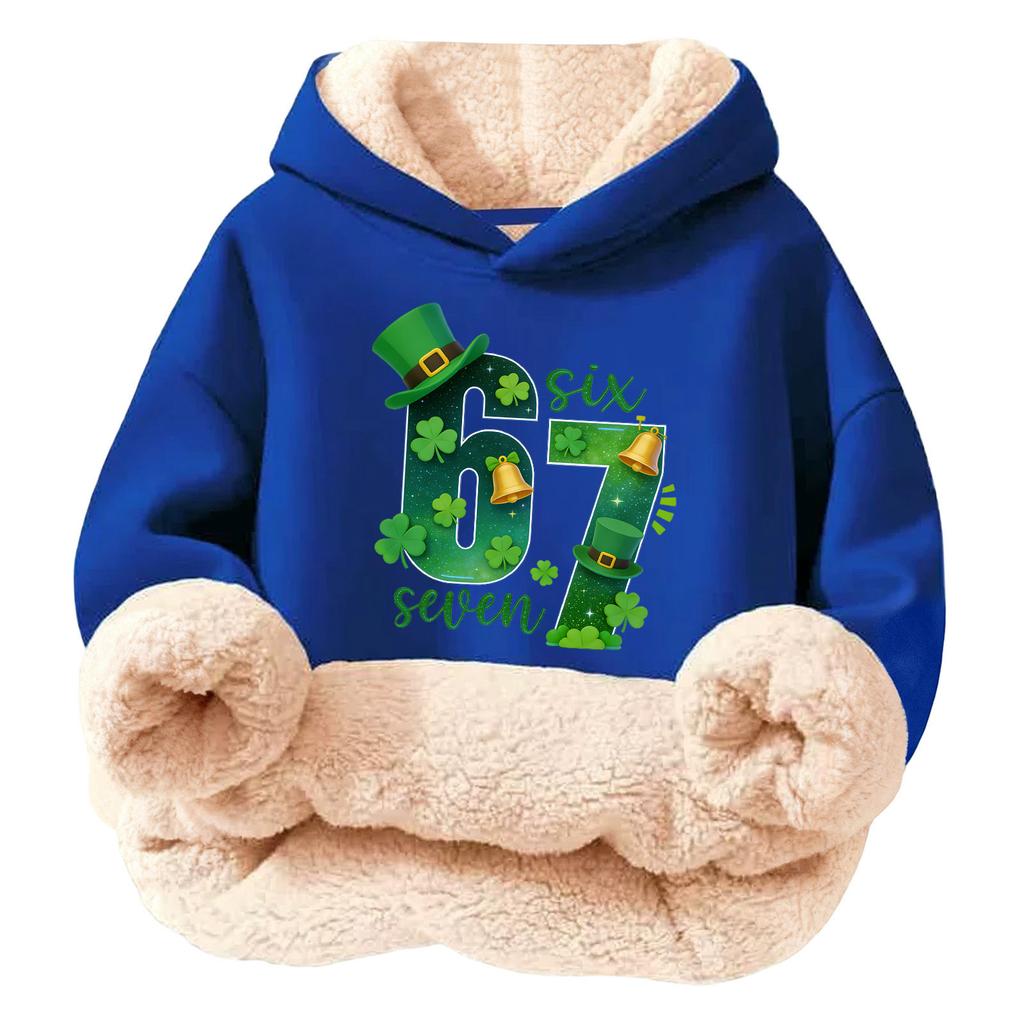 Children's Fashionable Printing Casual Fleece Hooded Loose Fit Hoodie Without Pockets