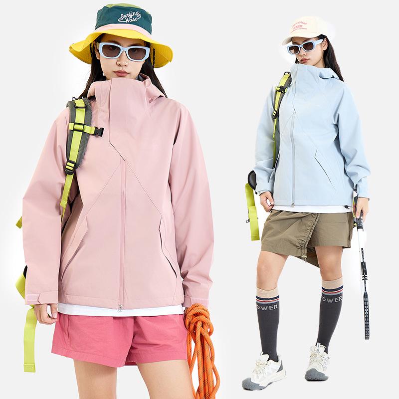 Single-Layer Softshell Hooded Jacket - Windproof, Waterproof, Lightweight, Wear-Resistant Outdoor Coat for Couples