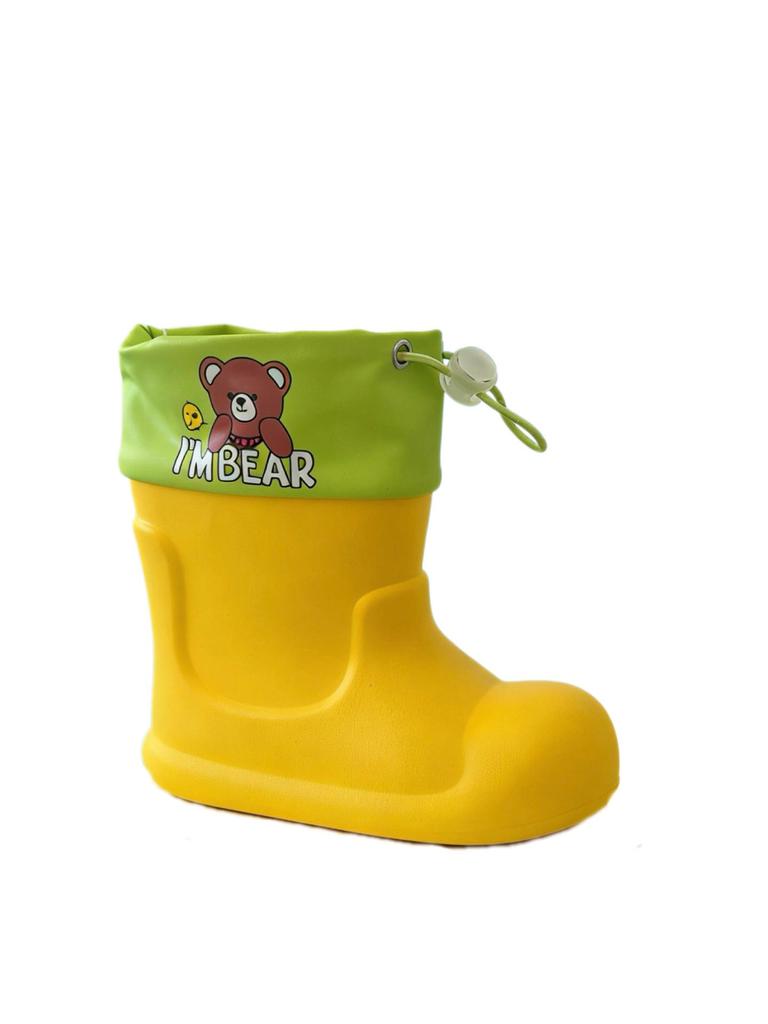 Pink Macaron Bear Pattern Kids' Non-Slip Waterproof Rain Boots - Cute and Soft for Babies and Kindergarteners