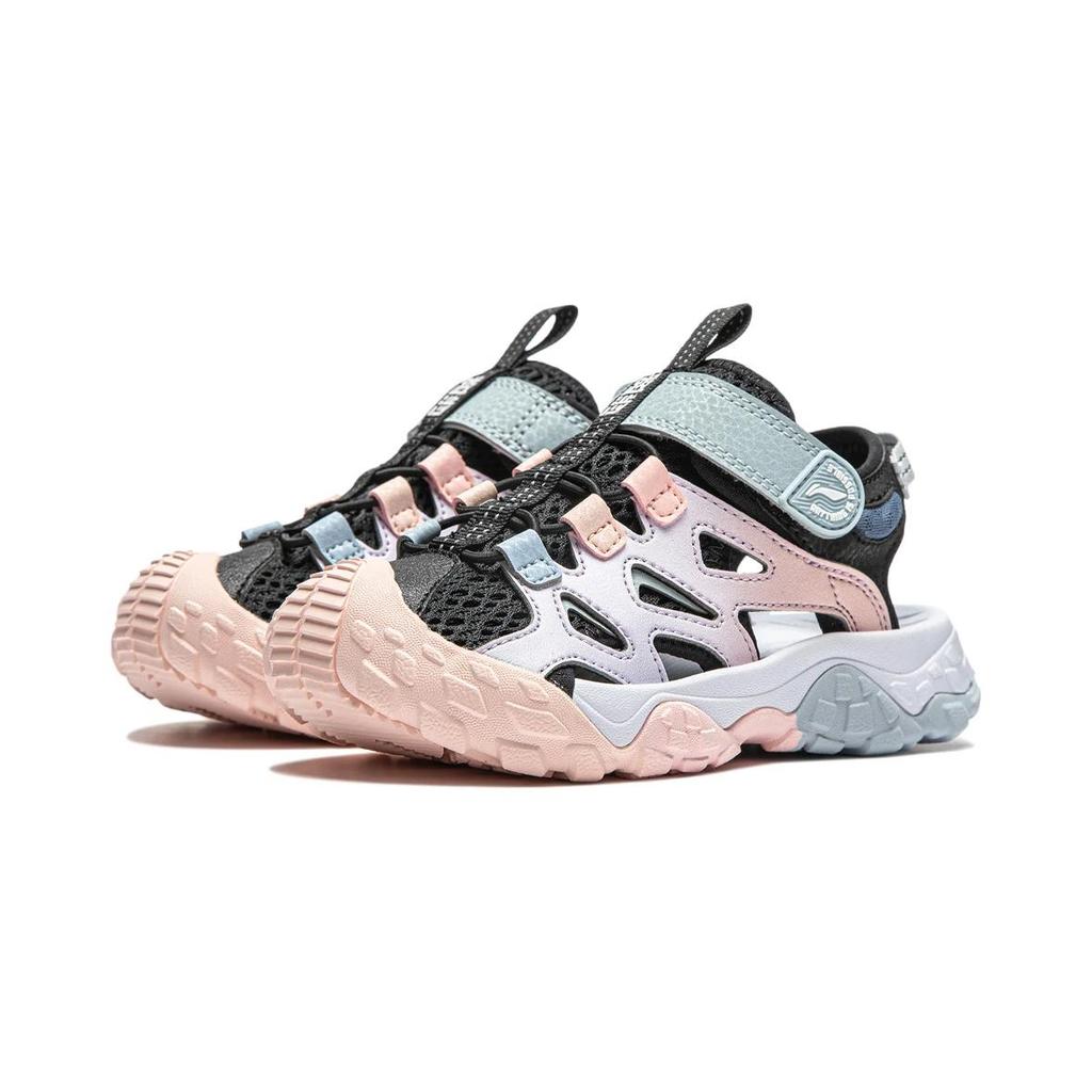 Li Ning Kids Trekking 2 Fashion Versatile Durable Breathable Sandals Kids Sandals Black Purple YKKU004-2