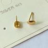 925 Silver Needle Chubby Golden Bean Teardrop Stud Earrings for Women - Smooth, Hollow, Shiny Gold Design, Fashionable Ins Style