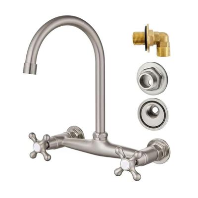 2Pcs Faucet 90 Degree Elbow Joint Brass 1/2inch Male Elbow Backsplash Mount Connector Cold and Hot Inlet Pipe Joint