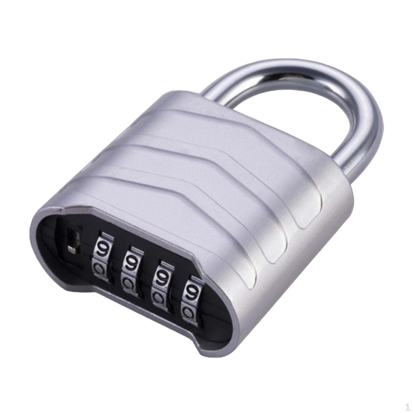 

Висячий замок із кодовим замком, 4-значний пароль, який можна скинути, дверний замок, комбінований для воріт срібний