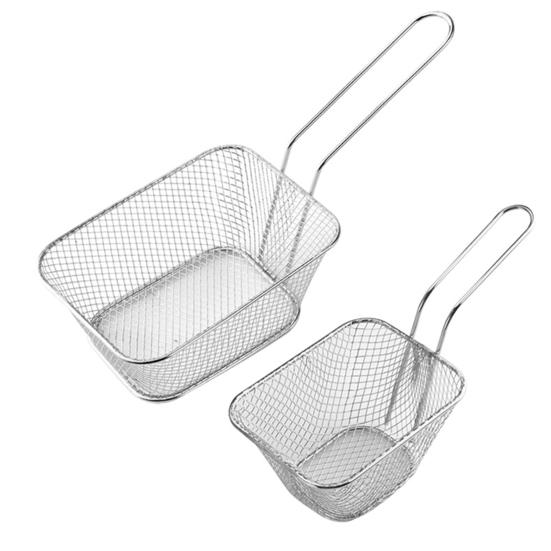 French Fry Serving Basket Mini Chips Deep Fry Baskets Stainless Steel Food Presentation Strainer Ergonomic Grip Fryer Accessory