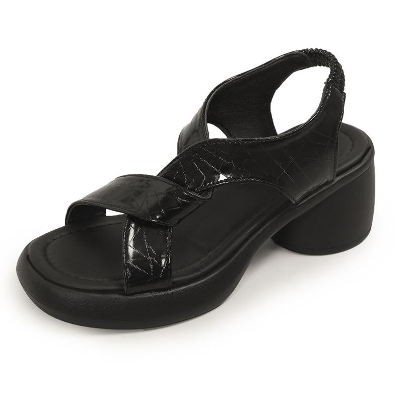 

Platform high-heeled sandals women s 2024 summer new European and Korean temperament fan is not tired of casual fashion Roman women s shoes 35 чёрный