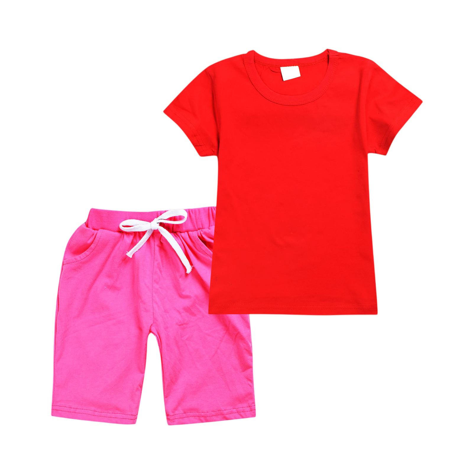 Girls  2,Piece Set , Color Tee & Shorts Outfit 120
