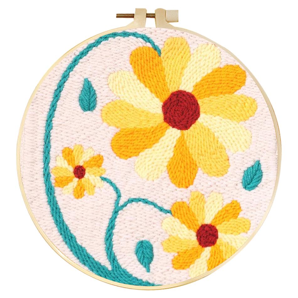 Floral Pattern DIY Punch Needle Embroidery Kit with Yarn Starter Kit Poking Cross Stitch Tools For Knitting Magic Tufting Set