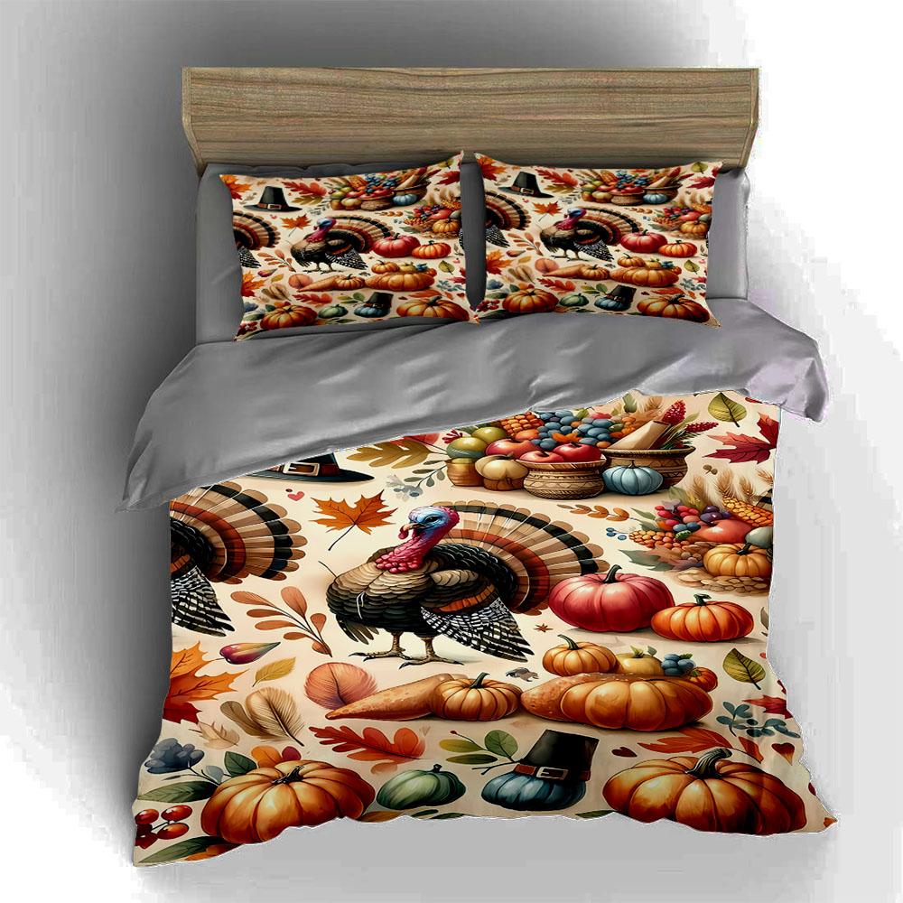 Turkey harvest theme. Bedding Duvet cover sets Duvet covers Pillowcases gifts (1 * Duvet Cover 2 * Pillowcases, without duvet insert)