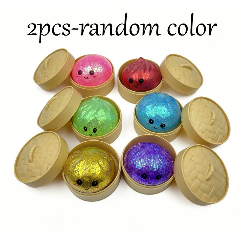 Mini Glitter Stoombroodje Squishies Zachte Dumpling Langzame Terugslag Sensorisch Knijpspeelgoed Angstverlichting Fidget Stressbal Kantoorgiften