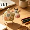 Charming Wildlife Collectibles Creative Cow Sculpture with Bird, Resin Animal Figurine, Pastoral Statue, Rustic Whimsical Home Accents Artistic