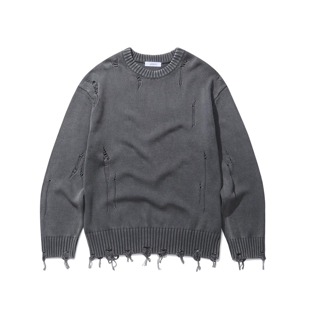 LEDEPT [Zhibanov X Le Dept] Garment Damage Round Pullover [3 Colors]