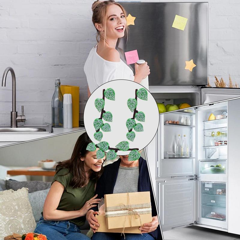 Plant Fridge Magnets Cute Fake Maple Leaves Fridge Sticker Funny Ivy Refrigerator Decor Fake Ivy Fridge Magnet Pad With Stems
