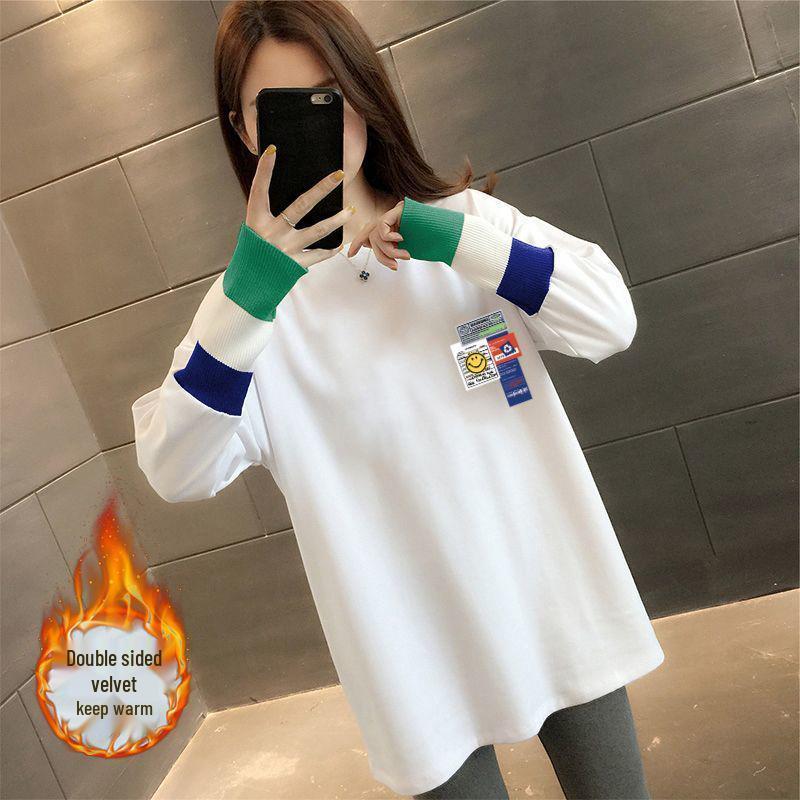 Dámské tričko s dlouhým rukávem slim-fit střední délky - Módní podzimní/zimní ležérní top