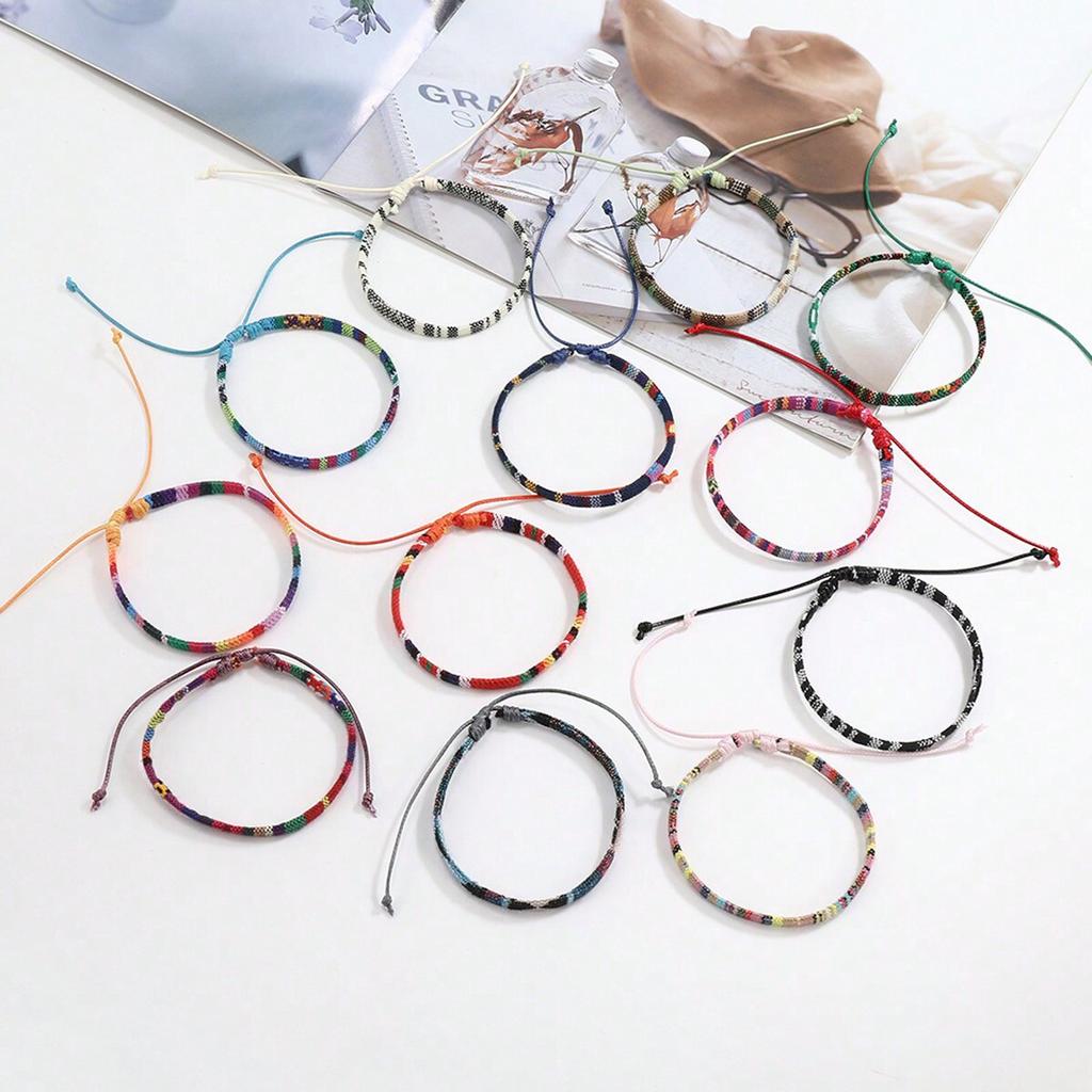 5/10pcs Bohemian style surfing beach bracelet set, woven style summer bracelet, handmade festival jewelry