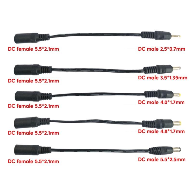 5V-12V DC5.5 x 2.1mm to DC2.5x0.7mm/3.5x1.35mm/4.0x1.7mm/4.8x1.7mm/5.5x2.5mm Power Cable Female to Male Adapter Cord
