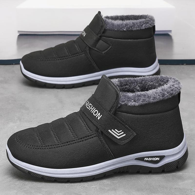 

Cotton Shoes Men s Winter Large Size with Thick Velvet Old Beijing Cotton Boots Velcro Snow Boots Couple Short Boots 36
