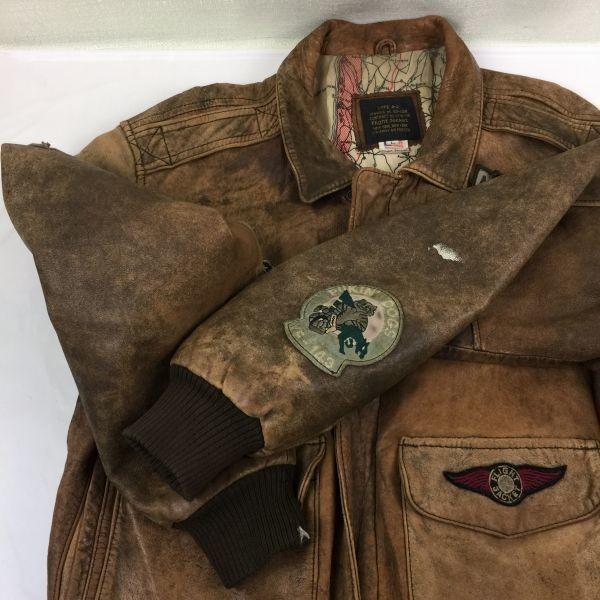 70. léta?/1978 Letecká bunda A-2 U.S.. Kožená bunda Armádního letectva Hnědá velikost L(POUŽITÝ)