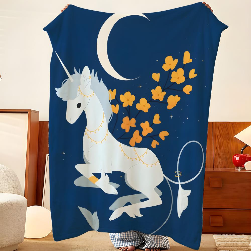 Cartoon S-Star U-Unicorn Throw Flannel Throw Blanket, Lightweight Cozy, Durable Washable cute Cool
