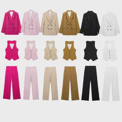 Φθινοπωρινό γυναικείο απλό, σταυρωτό σακάκι και γιλέκο με στάμπα για το φθινόπωρο του 2023