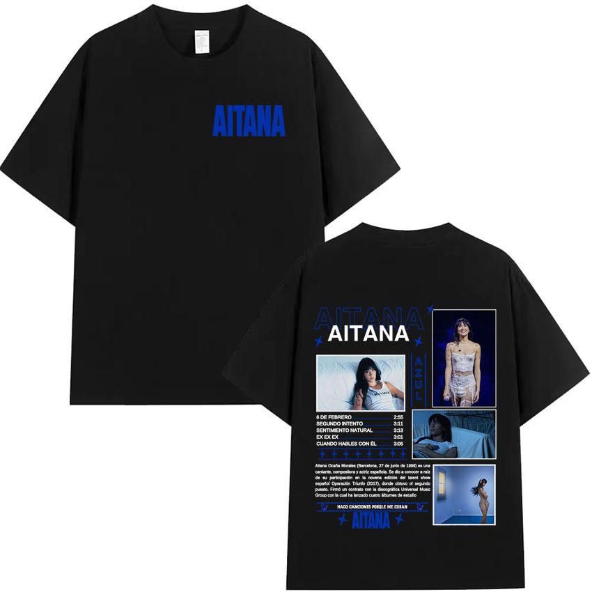 Summer Hot Sale Trendy 2025 Singer Aitana Ocana Tour Hippie T Shirts Cotton Tshirt Mens Y2K Casual Short Sleeves Tops Streetwear
