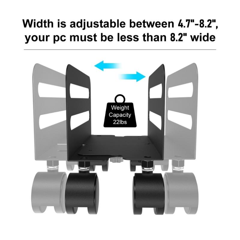 Heavy Duty Adjustable Computer Tower Stand Steel Rolling Cart With Locking Wheel For Most PC Case