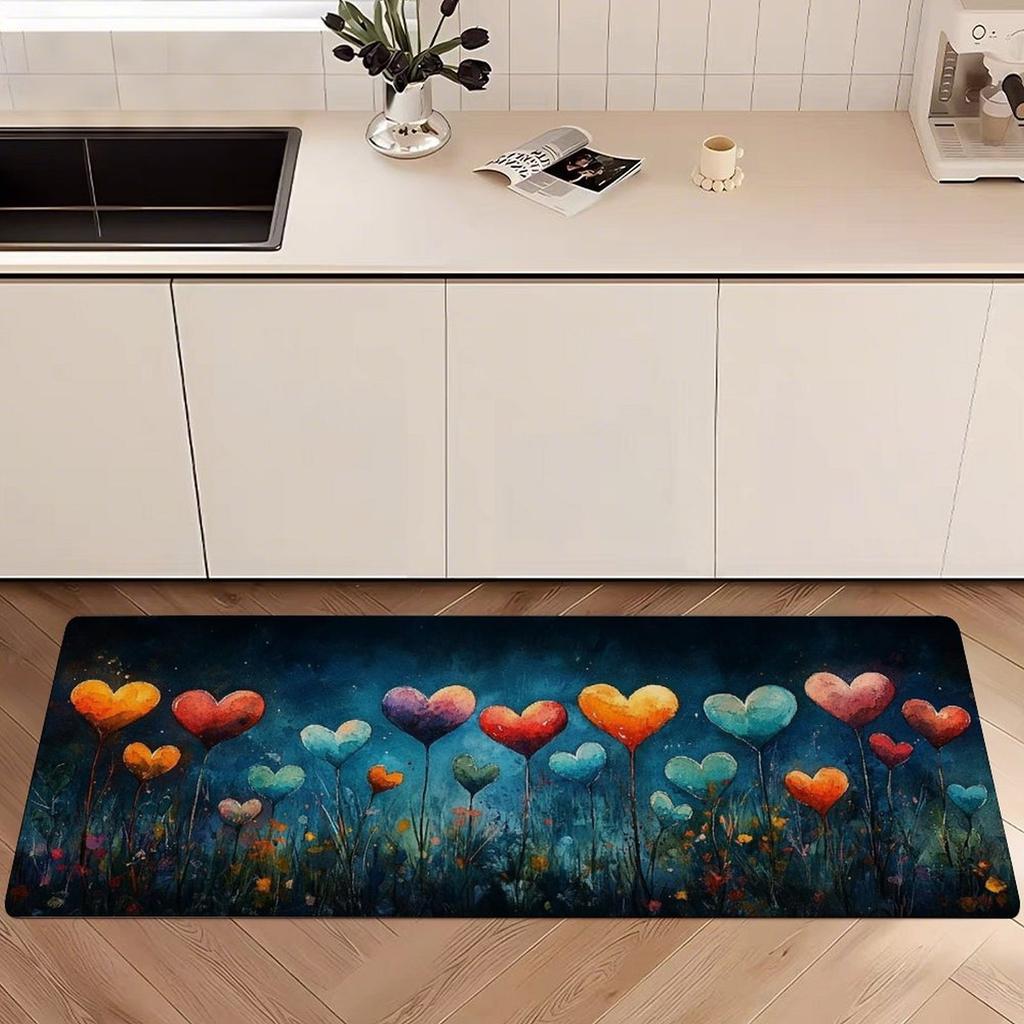 VIKAMA Colorful Heart Balloon Carpet Night Sky Grass Kitchen Rug Soft Doormat Rug For Bedroom Carpet For Live Room Bathroom Mat