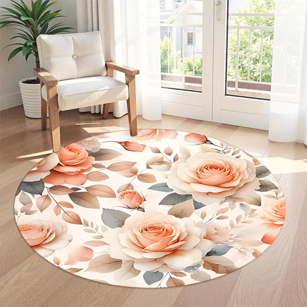 Flower Round Carpet Perfect for Bedrooms Dining Room Hallway Kitchen Anti-slip Round Rug Decorate Offices Perfect Birthday Christmas Gift Idea