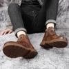 FashionGenuine Leather Mens Shoes lace up High-top Fashion Shoes Comfortable Motorcycle Boots Street Style Male Casual Ankle Boots
