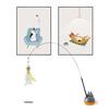 Rotating Cat Teaser Stick Interactive Cat Toy with Feathered Teaser Heads 360-Degree Rotating Base Detachable Wand Self-Play Toy for Small Medium