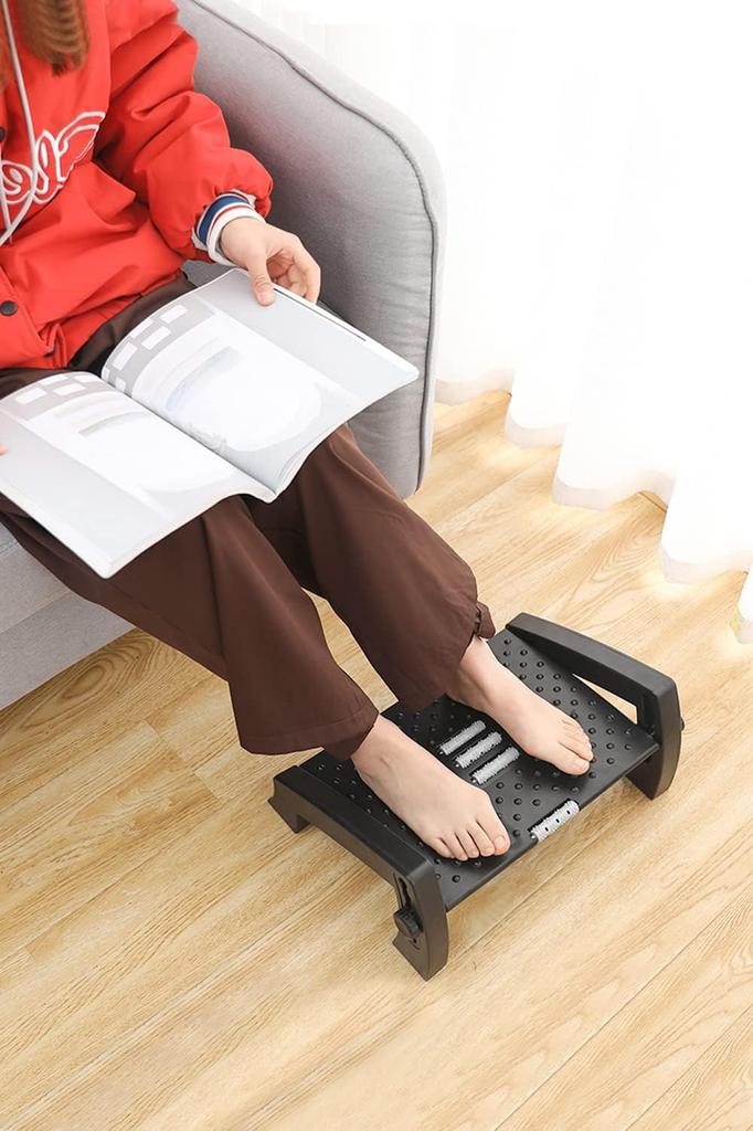 Adjustable Footrest with Rubber Base Non-Slip (Black)