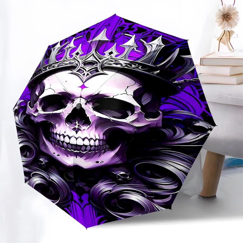 1pc Skull King Automatic Open, Windproof, Compact Travel Umbrella, Gift for Birthday, Christmas, Business 93038