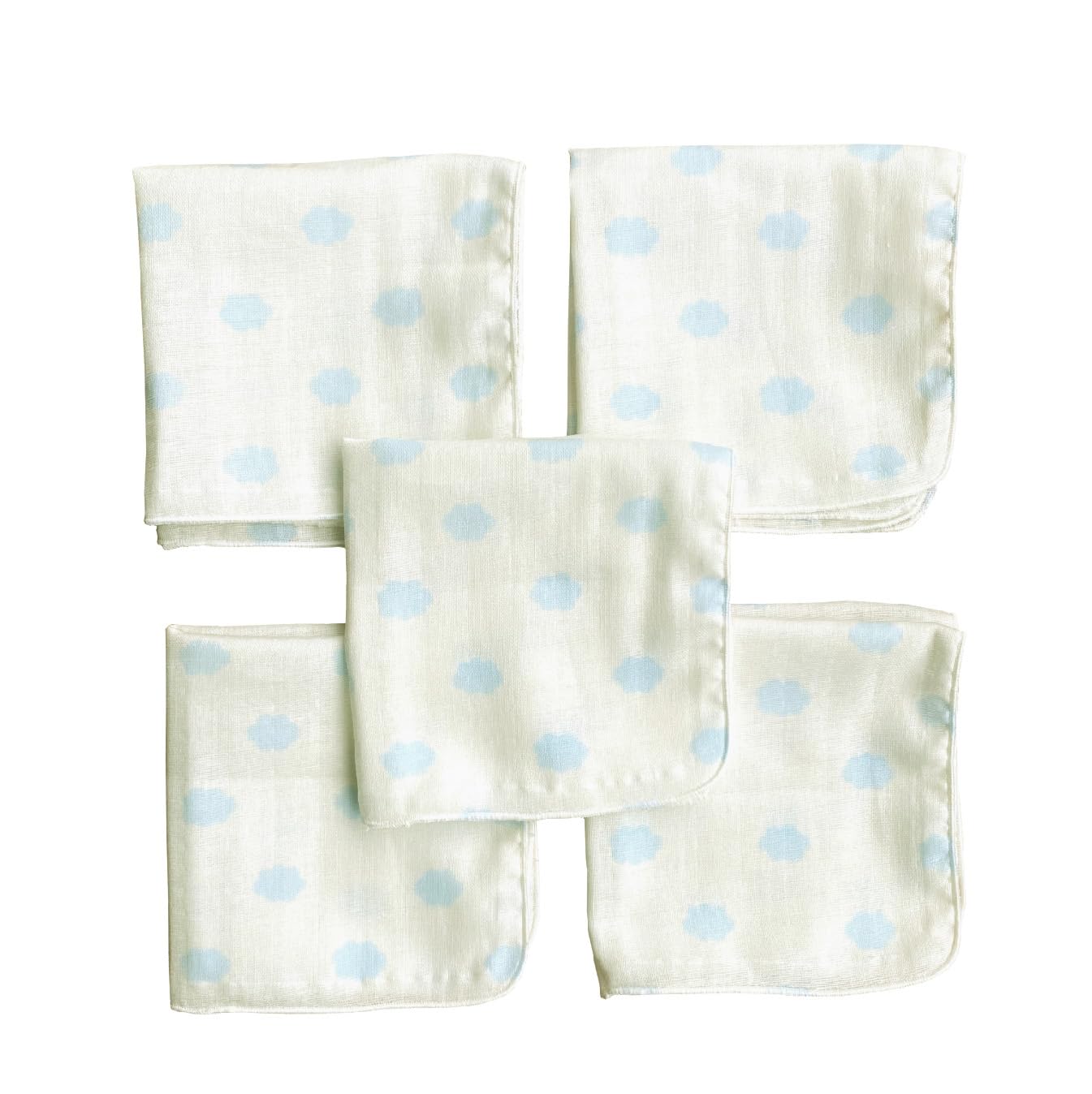 

Gauze Handkerchiefs with a Homey Made in 25 x 25 5 for Clouds Pattern, Japan, cm, count, Double-Layer, Newborns, (Natural/Sapphire)