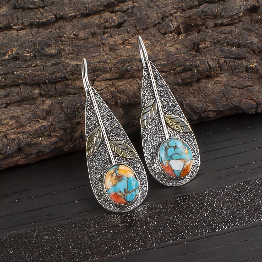 Spiny Oyster 925 Solid Sterling Silver Earrings, Handmade Gemstone Earrings Jewelry, Gifts For Wife Brand New Earrings