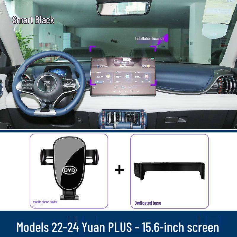 Dedicated phone holder bracket for 2022-2024 BYD Yuan PLUS models, mounts to screen.