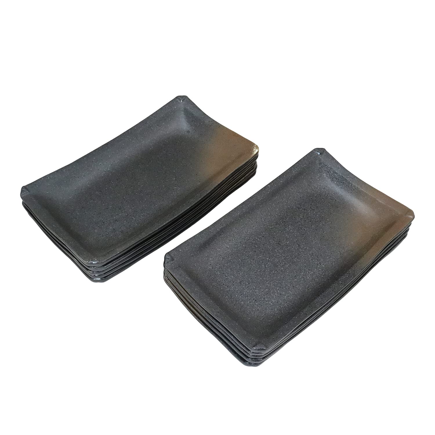 

Mino Ware Japanese Cafe Series [Grilled Food Plates] Black, Set of 10 (Size: H3 x W24.7 x D14.7cm)