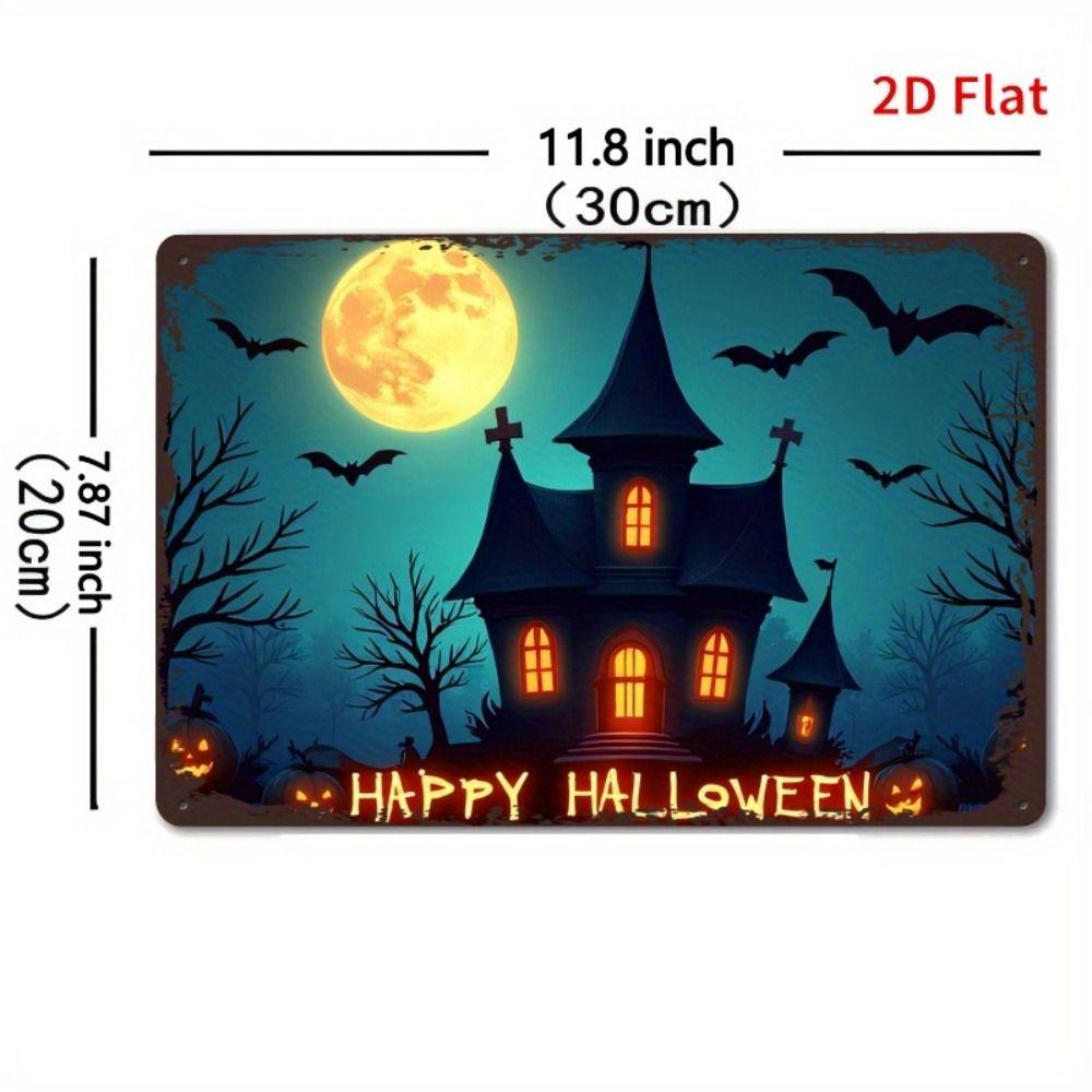 Witch Cat Forest Halloween Sign Metal Tin Sign 20x30 cm Wall Decor
