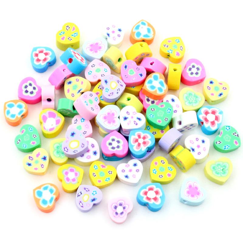 50pcs 10mm Clay Spacer Beads Polymer Loose Beads Random Colors Fruit Flower Animal Shape For Jewelry Making DIY Accessories