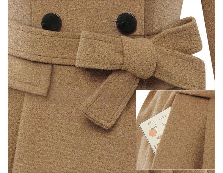 Manteau en laine croisé coupe slim pour femmes européennes et américaines avec col en fourrure - Coupe-vent mi-long grande taille 2024