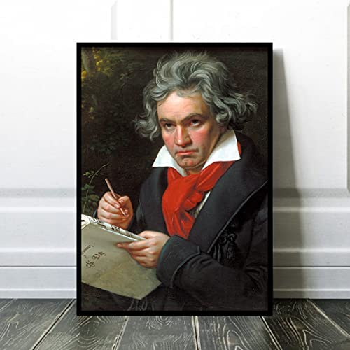 Porträt von Beethoven, gerahmtes Poster, aoipro (schwarzer Rahmen)