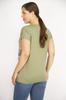 Women's Big Size Blouse Khaki Plus Size Crew Neck Front Printed Short Sleeve Blouse