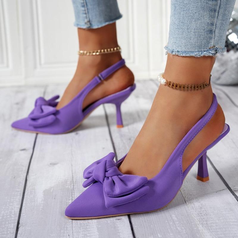 New Women Sandals  Brand High Heels Sandals Sexy Pointed Toe Slip On Bow Casual Shoes Office High Heels Women Shoes